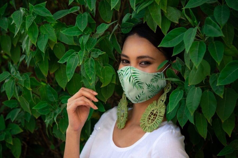 mascarilla tela estampado plantas vivir