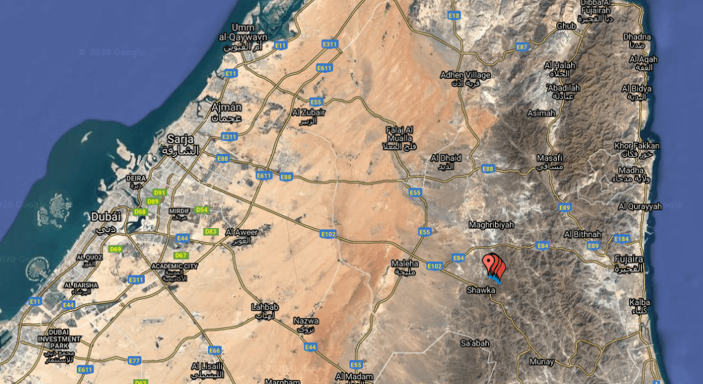 Shawka mapa ruta excursión lago wadi vivir dubai (13)