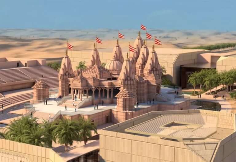 Así se construye el nuevo templo hindú de Abu Dhabi [Video]