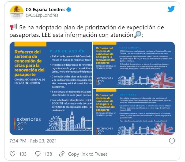 tweet embajada española londres