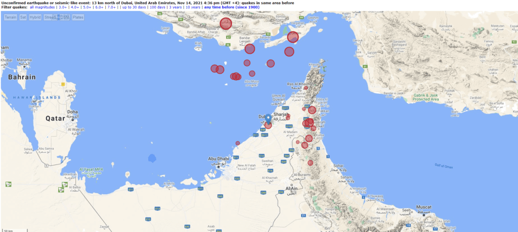 terremotos histórico emiratos dubai abu dhabi